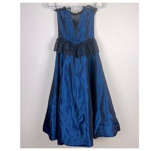 Gunne Sax Jessica McClintock | Vintage 80s Coquette Dress Black Lace | XXS